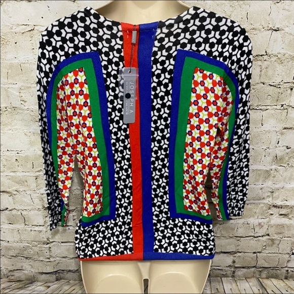 NWT Joseph A Blue Hive Print Thin Knit Cardigan - Picture 3 of 5